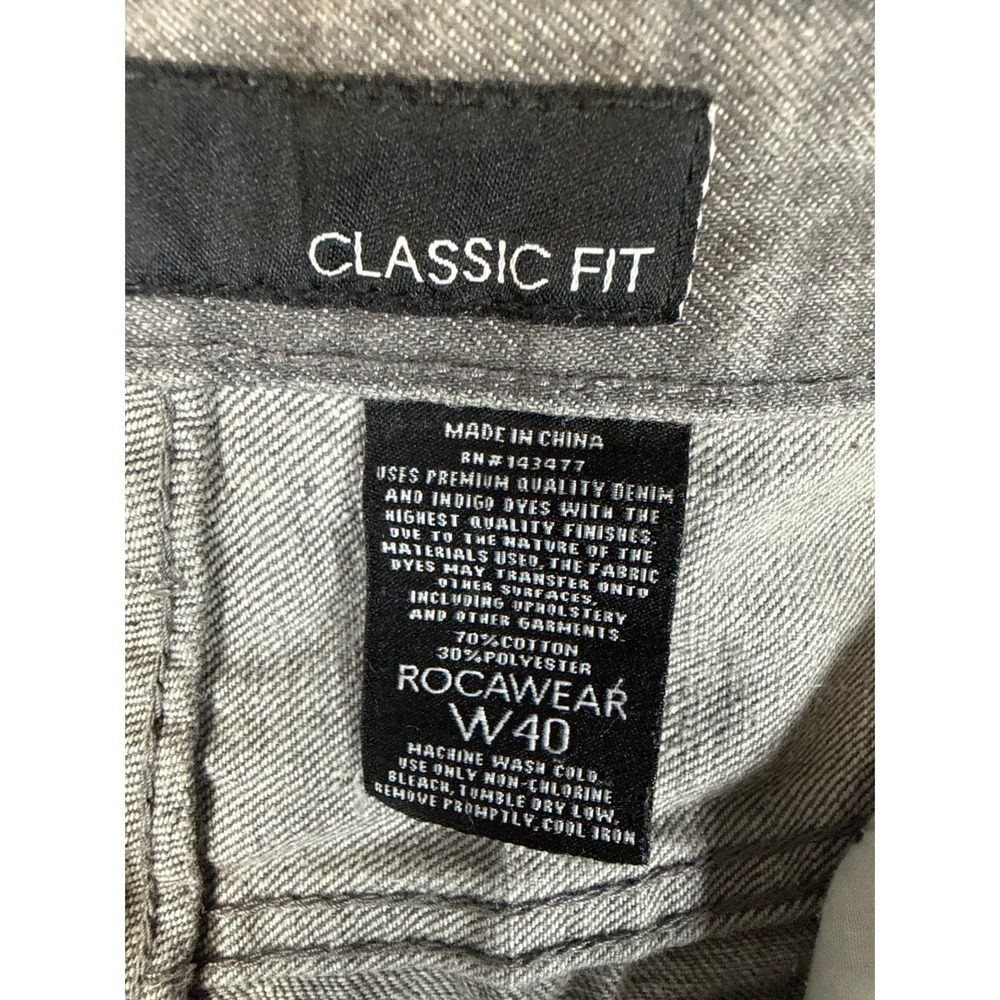 Rocawear Gray Classic Fit Jeans Mens 40 Denim Straight Leg Casual Skater Flap Po - Picture 5 of 12